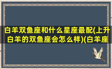 白羊双鱼座和什么星座最配(上升白羊的双鱼座会怎么样)(白羊座 上升双鱼)